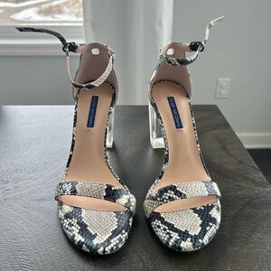 Stuart Weitzman Snake Print Heels - Black and Cream